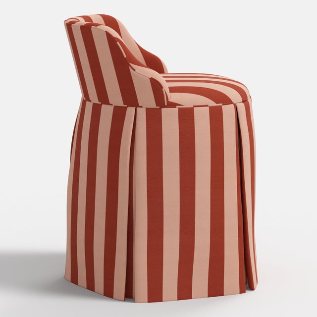 Not Yet Made - Made To Order Spritely Home Uptown Skirted Vanity Chair in Canopy Stripe Tonal Blush For Sale - Image 5 of 6