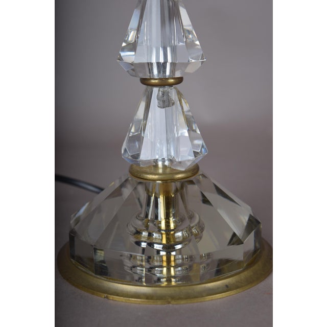 Gold French Faceted Glass and Brass Column Table Lamp, 1950s For Sale - Image 8 of 10