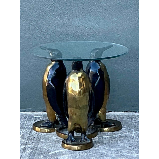 Vintage Bronze and Brass Penguin Table After Joseph D’aste For Sale - Image 4 of 12