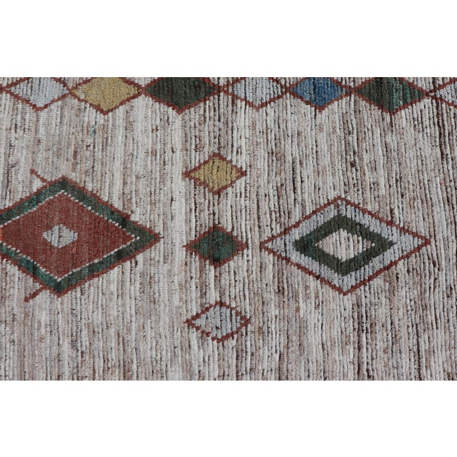 Colorful Abstract Modern Casual Rug in Green, Orange, Red, and Soft Yellow For Sale - Image 10 of 12