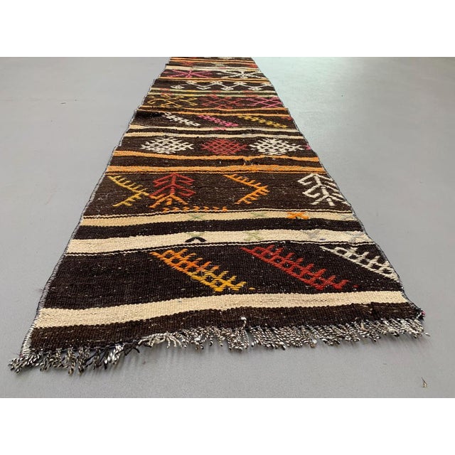 Textile Turkish Narrow Kilim Runner Rug For Sale - Image 7 of 7