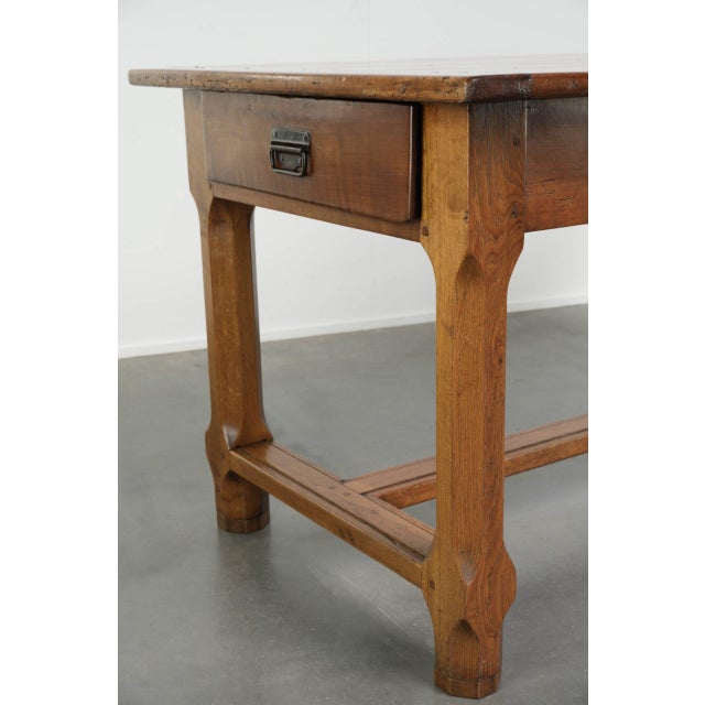 Antique 18th Century French Dining Table with Fruitwood Top and Oak Base For Sale - Image 12 of 14