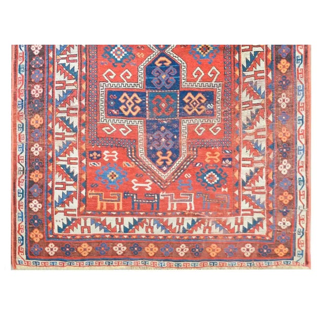 Red Early 20th Century Persian Kazak Rug For Sale - Image 8 of 12