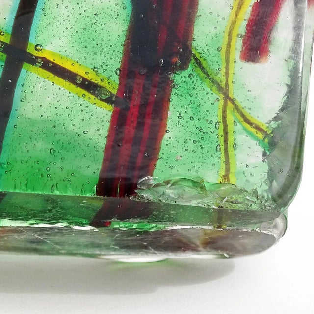 Goldenrod Vintage Murano Yellow Orange Silver Flecks Fish Italian Art Glass Mid Century Aquarium Block Sculpture For Sale - Image 8 of 8