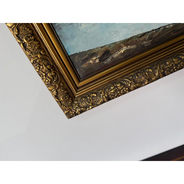 Claude Mourier European River Landscape Oil on Canvas Painting, Framed For Sale - Image 11 of 12