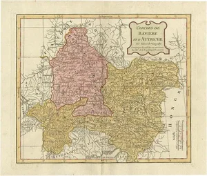 Antique Map of Bavaria in Southern Germany and Austria, 1806