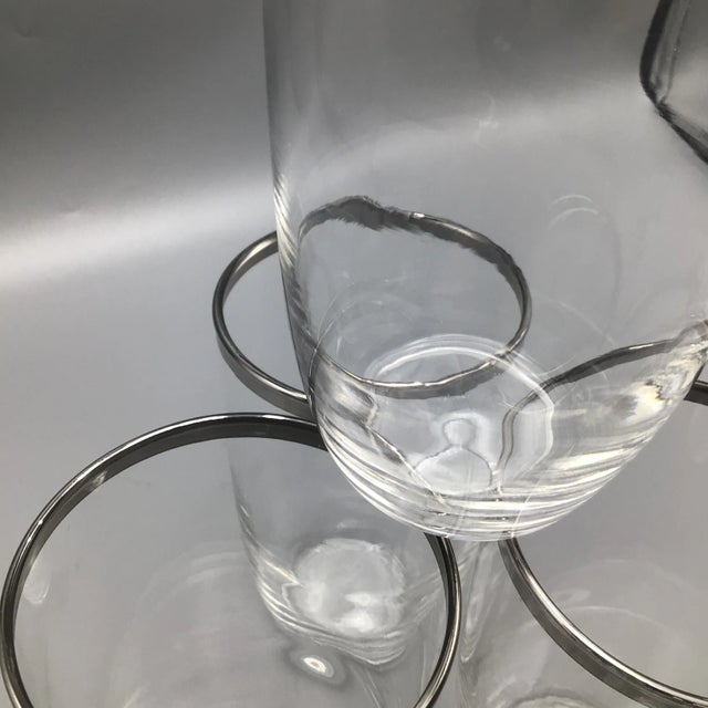 Metal Crystal Platinum Rim Dorothy Thorpe Tumblers-Set of 5 For Sale - Image 7 of 12