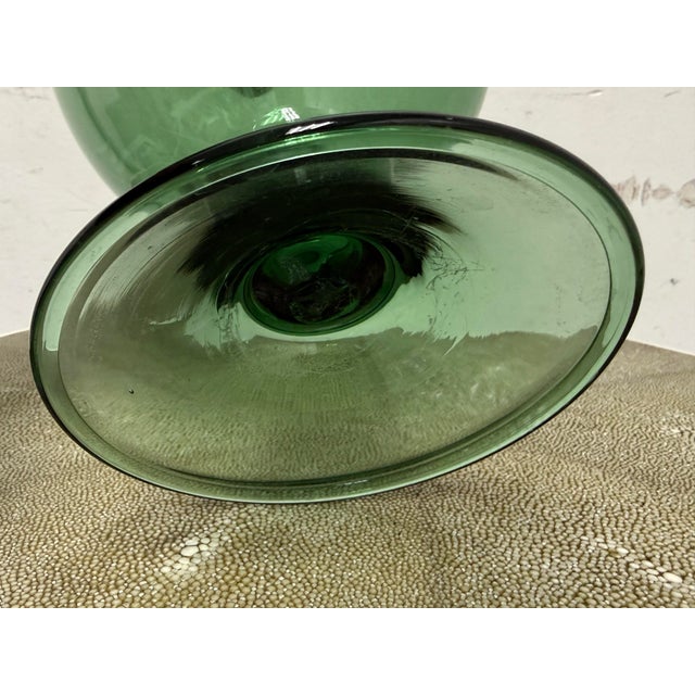 Italian Italian Hand Blown Green Vessel With Stopper For Sale - Image 3 of 12