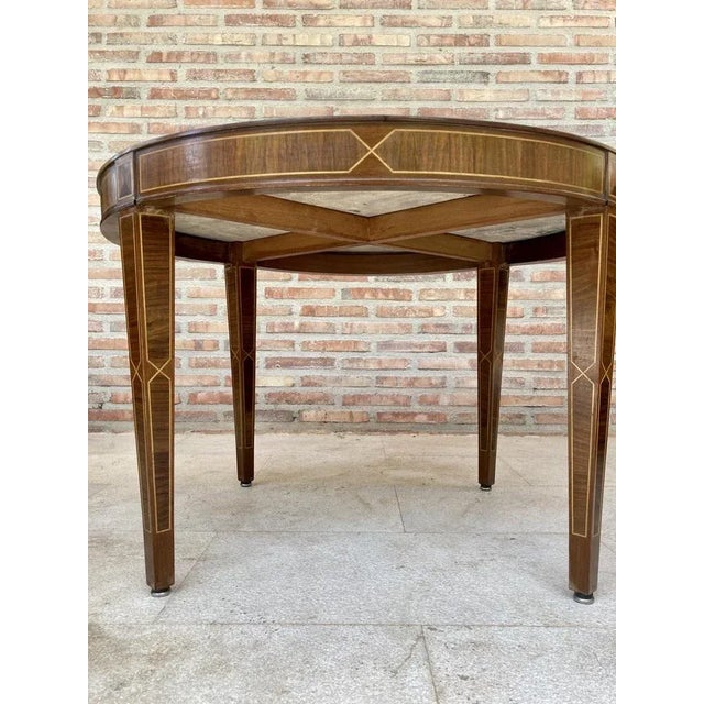 Mid-Century Modern Circular Side Table in Wood with Lemongrass Marquetry Fillets For Sale - Image 3 of 18