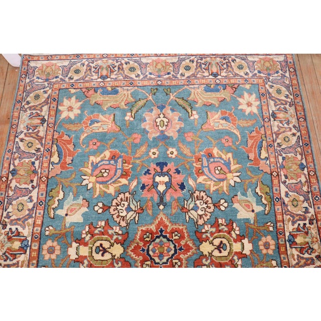 Red Pair of Teal Persian Tabriz Rugs rug no. j3704 For Sale - Image 8 of 18