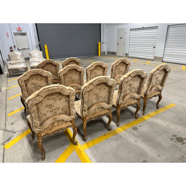 Kreiss Collection Dining Chairs, Two Head Chairs With Arms and 8 Chairs Without Arms - Set of 10 For Sale - Image 11 of 11