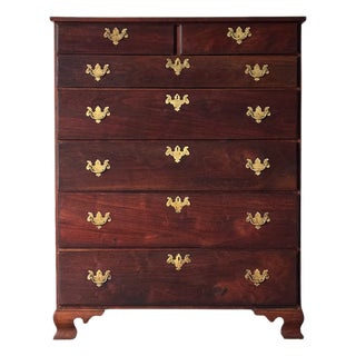Chippendale-Style Black Walnut Tall Chest of Drawers, 1930s For Sale