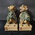 Ceramic Vintage Shiwan Kiln Amber Glazed Foo Dogs on Pedestals - A Pair For Sale - Image 7 of 9