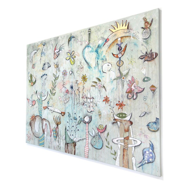 Abstract Robot Circleish - Abstract Expressionist Mixed Media Painting on Canvas by Bruce Rubenstein For Sale - Image 3 of 9