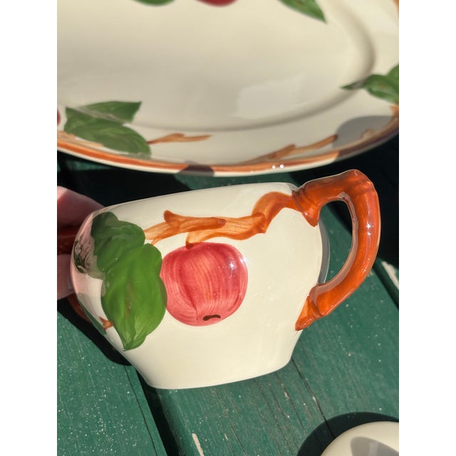 Franciscan China Vintage Franciscan Apple Sugar Bowl, Creamer & Platter Set For Sale - Image 4 of 11