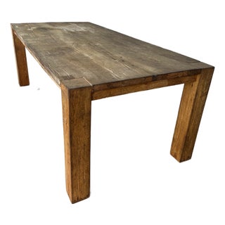 Reclaimed Oak Parsons Rectangular Dining Table in Russian Weathered Oak 84” For Sale