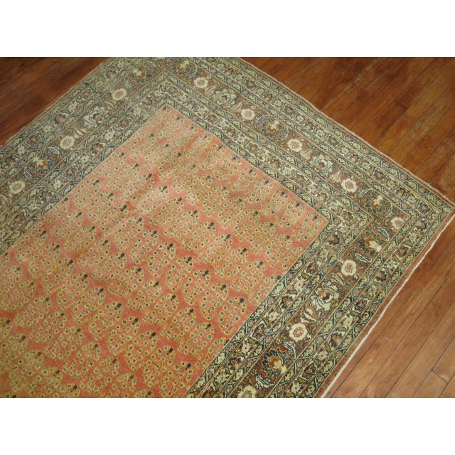 Early 20th Century Orange Early 20th Century Tabriz - 4'6" x 5'11" For Sale - Image 5 of 6