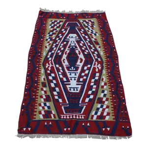 1970s Mid-Century Modern Style Geometric Desing Handmade Kilim Rug
