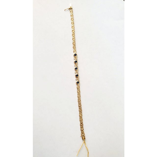 Sapphire Diamond Tennis Bracelet .75cttw 14k Yellow Gold For Sale - Image 4 of 4