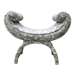 Eric Cohler Design for Kravet Mille Fleur Print Gray Bench For Sale