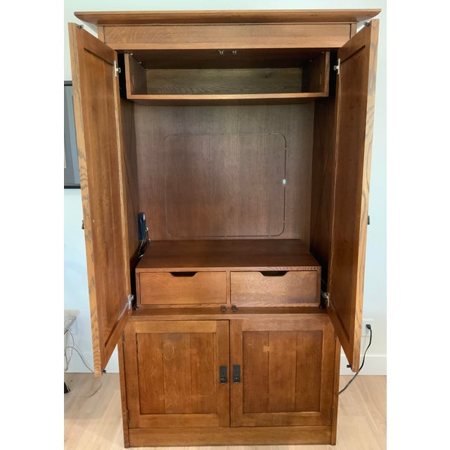 1990s Stickley Oak Entertainment Center For Sale - Image 5 of 8