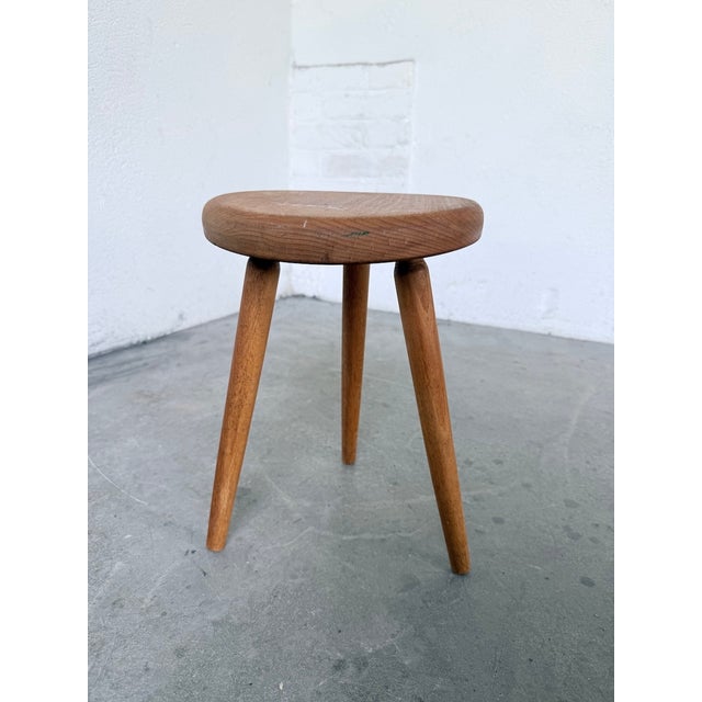 Golden Oak Tripod Stool, 1960s For Sale - Image 13 of 15