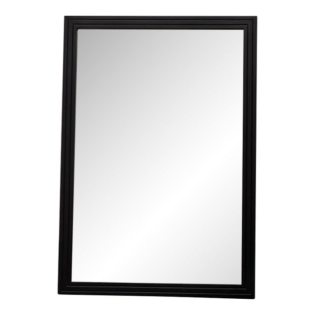 Stanley Works Black Framed Beveled Wall Mirror For Sale