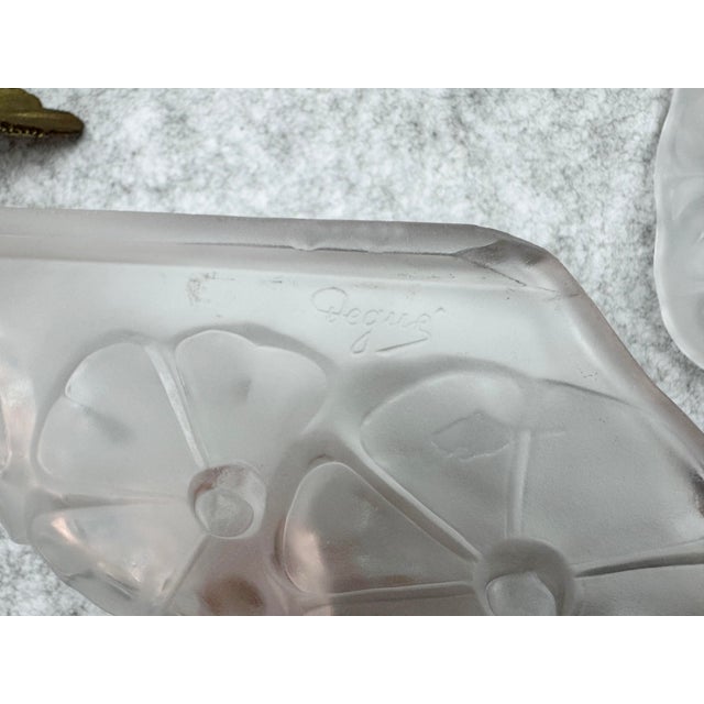 Metal French Art Deco Degue Bronze Ceiling Light With Four Signed Glass Panels, Circa 1920s For Sale - Image 7 of 18