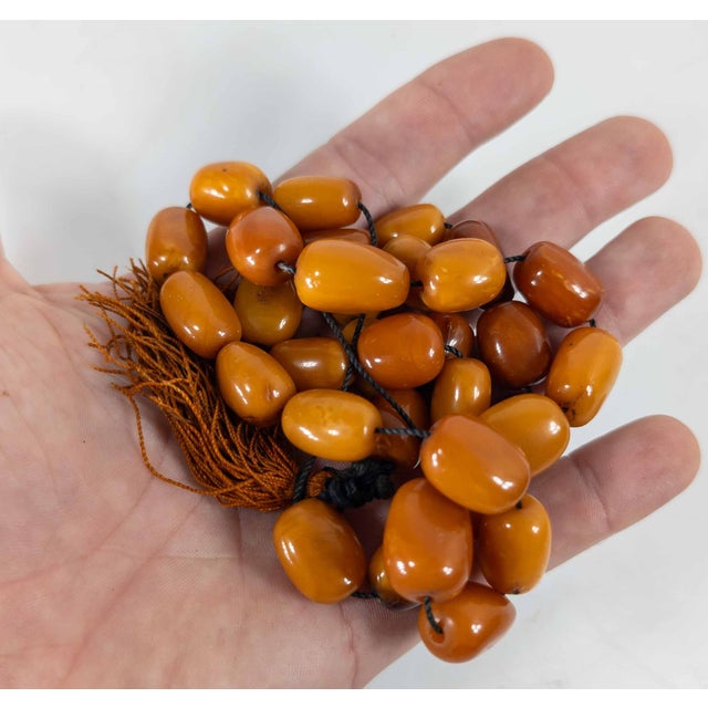 20th Century Butterscotch Egg Yolk Amber Prayer Necklace For Sale - Image 10 of 12