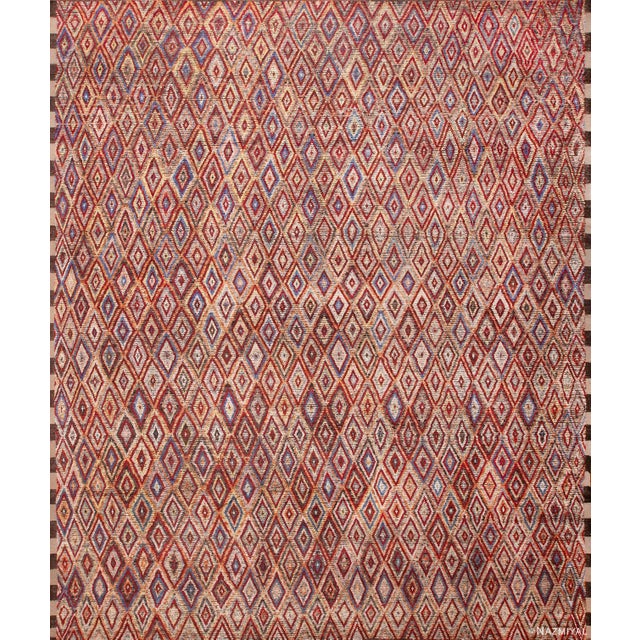 Large Colorful Handmade Diamond Pattern Modern Contemporary Wool Area Rug For Sale
