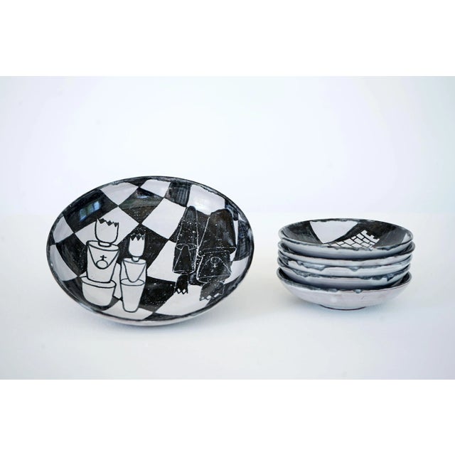 Vintage Chequered Ceramic Plate Set by Gerhard Liebenthron, 1964, Set of 5 For Sale - Image 12 of 12