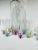 Vintage Mouth Blown Crystal Multi-Colored Weighted Bottoms Decanter and 6 Cordial Glasses Barware Set For Sale - Image 6 of 10