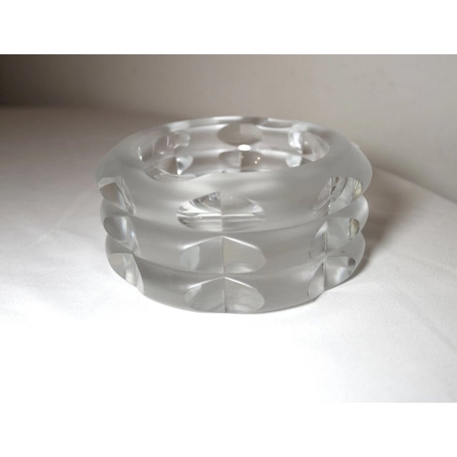 Heavy Vintage Frosted Art Glass Cut Crystal Signed Rosenthal Cigar Ashtray Tray For Sale - Image 9 of 11
