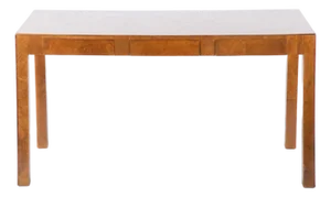Mid 20th Century Italian Burlwood Three Drawer Parsons Desk