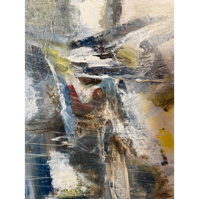 1950s Abstract Original Painting on Canvas Title Winter - By Emilee Higbee For Sale - Image 4 of 7