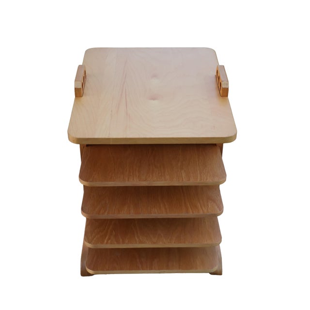20th Century MCM Handcrafted Blonde Wood Magazine Tree For Sale - Image 9 of 18