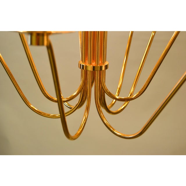 Stilkronen Mid-Century Modern Nine Lights Gold Plate & Brass Chandelier Italy For Sale - Image 9 of 13