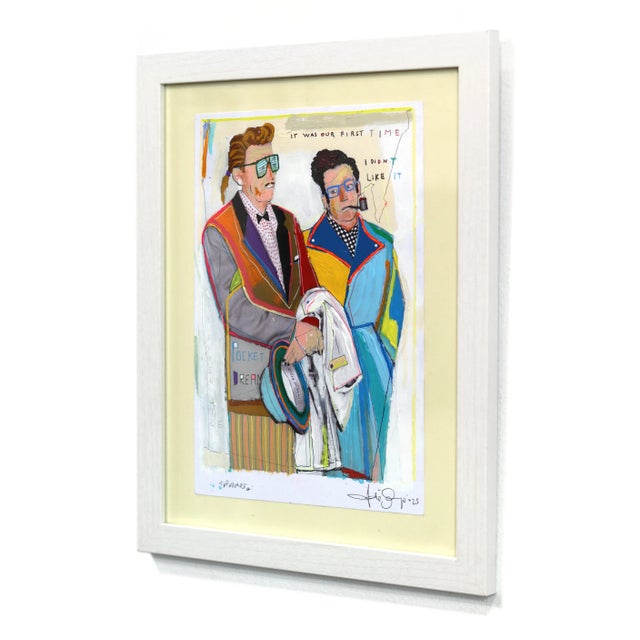 Experience - Colorful Quirky Figurative Mixed Media Framed Original Artwork by Fabio Coruzzi For Sale In Los Angeles - Image 6 of 9