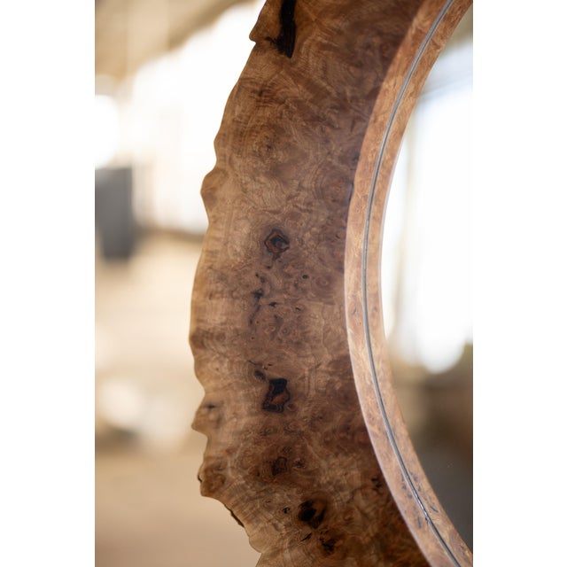 2020s Natural Edge Walnut Burl Organic Shape Wall Hanging Mirror by Alabama Sawyer For Sale - Image 5 of 8