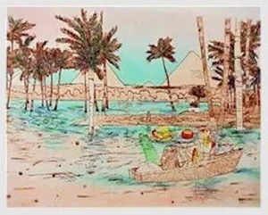 Susan Hall, "Mystic Cafe," Etching With Aquatint