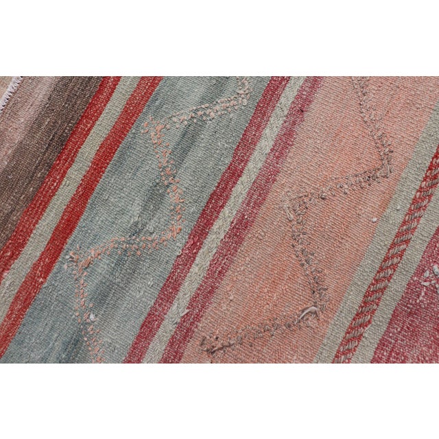 Multicolored Vintage Gallery Turkish Large Kilim Rug With Stripe Design For Sale - Image 12 of 12