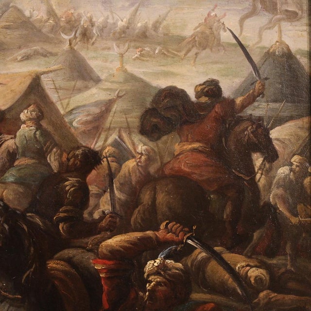 Italian Artist, Battle Between Christians and Ottomans, 1720, Oil on Canvas, Framed For Sale - Image 12 of 15