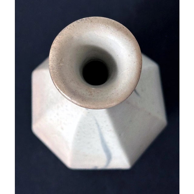 Korean Ceramic Faceted Blue and White Bottle Vase Joseon Dynasty For Sale - Image 9 of 12