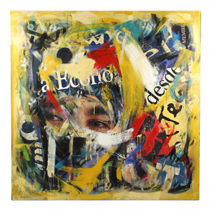 Monumental Len Steckler Abstract Mixed Media Composition