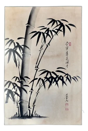 Vintage Bamboo Japanese Wall Arts, 1980s, Set of 5