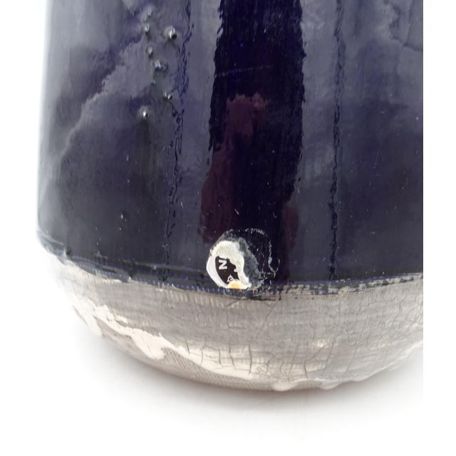 Ceramic Cobalt Blue and Silver Glazed Ceramic Vase from Jules Guerin, Belgium, 1950s For Sale - Image 7 of 13