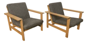 Danish Oak Lounge Chairs by Søren Holst for A/S Fredericia Stolefabrik, 1980s, Set of 2