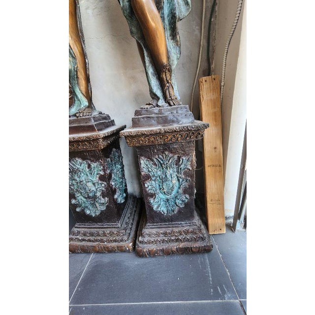 Metal Mid 20th Century Pair of Bronze Sculptures For Sale - Image 7 of 8
