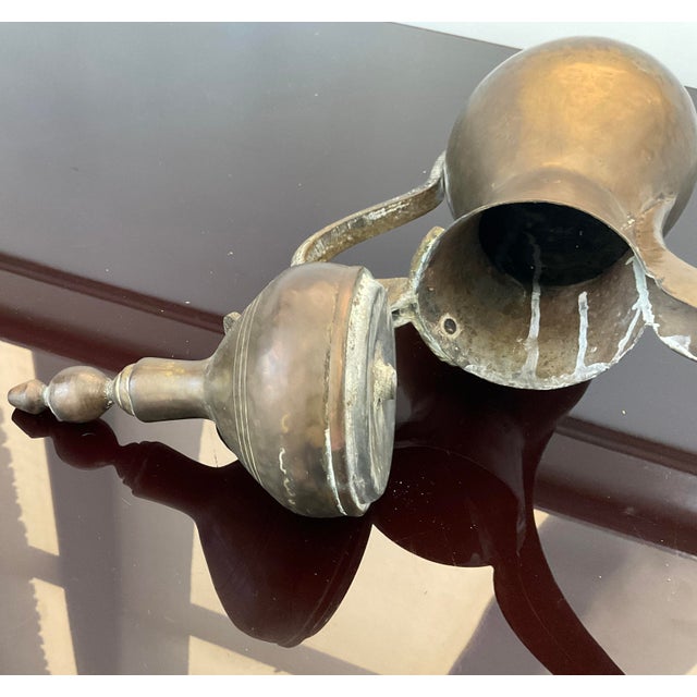 Brass Antique Arabic Dallah Brass Coffee Pot For Sale - Image 8 of 10