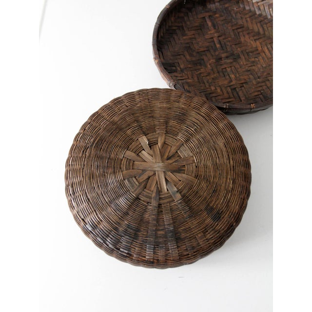 Antique Chinese Bamboo Lidded Basket For Sale - Image 10 of 11